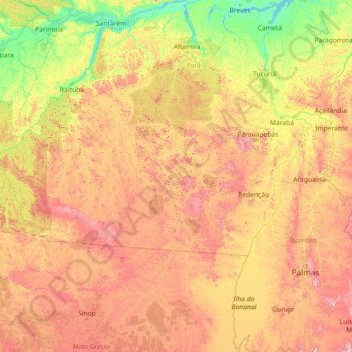 Topografische Karte Rio Xingu, Höhe, Relief