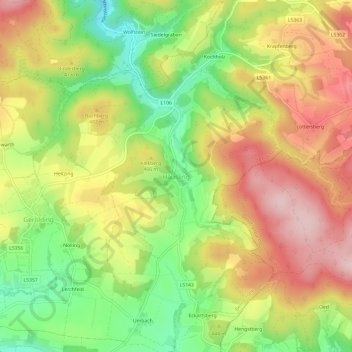 Topografische Karte Häusling, Höhe, Relief
