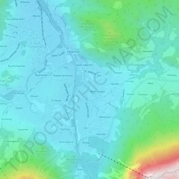 Topografische Karte Grashof, Höhe, Relief