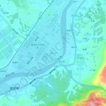 Topografische Karte 潭石村, Höhe, Relief