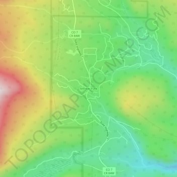 Topografische Karte Meeker Park, Höhe, Relief