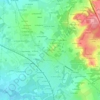 Topografische Karte Le Mont Vaillant, Höhe, Relief