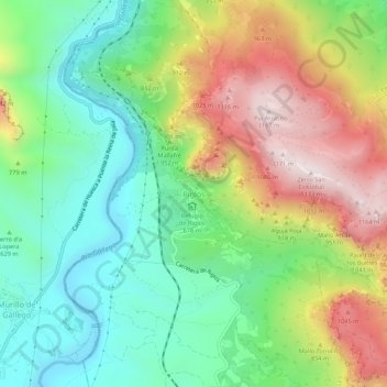 Topografische Karte Riglos, Höhe, Relief