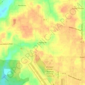 Topografische Karte Glen Acres, Höhe, Relief