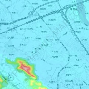 Topografische Karte 金石镇, Höhe, Relief