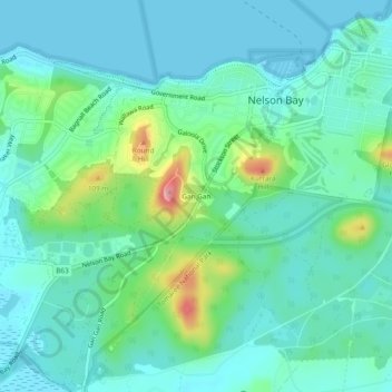 Topografische Karte Gan Gan, Höhe, Relief