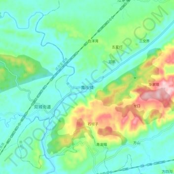 Topografische Karte 黄沙镇, Höhe, Relief