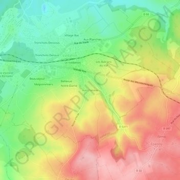 Topografische Karte Aux Chasaux, Höhe, Relief
