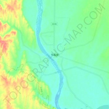 Topografische Karte 平昌镇, Höhe, Relief