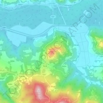 Topografische Karte Motovun, Höhe, Relief
