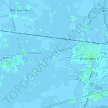 Topografische Karte Tjamsweer, Höhe, Relief