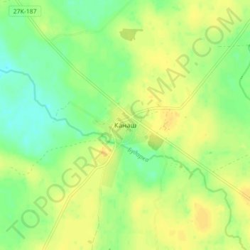 Topografische Karte Канаш, Höhe, Relief