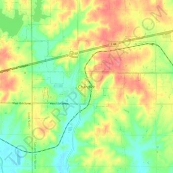 Topografische Karte Chandler, Höhe, Relief