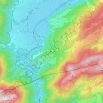 Topografische Karte Streichen, Höhe, Relief