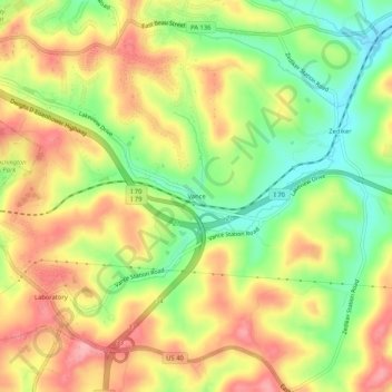 Topografische Karte Vance, Höhe, Relief