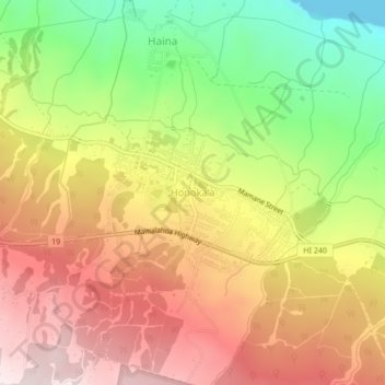 Topografische Karte Honokaa, Höhe, Relief
