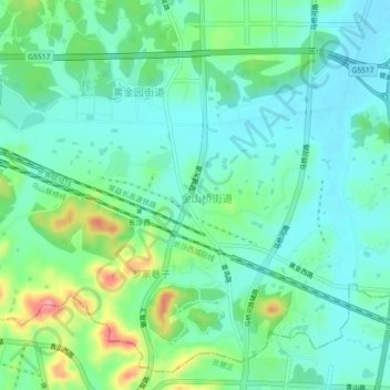 Topografische Karte 黄金, Höhe, Relief