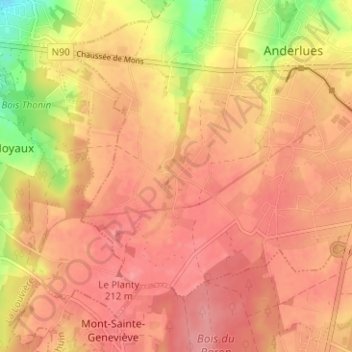 Topografische Karte Ansuelle, Höhe, Relief