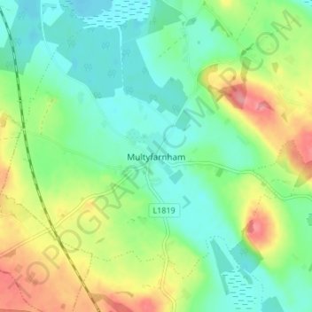 Topografische Karte Multyfarnham, Höhe, Relief