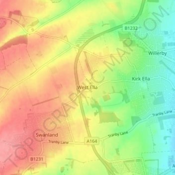 Topografische Karte West Ella, Höhe, Relief