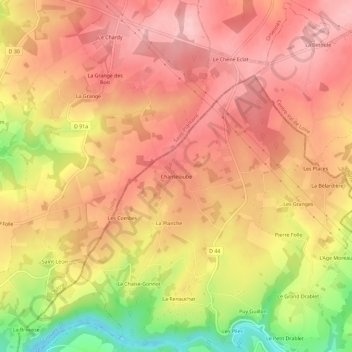 Topografische Karte Chanteloube, Höhe, Relief