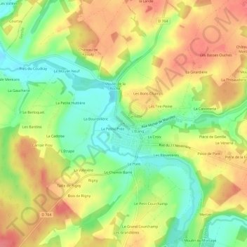 Topografische Karte Le Bourg, Höhe, Relief