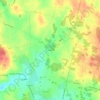 Topografische Karte La Devignère, Höhe, Relief