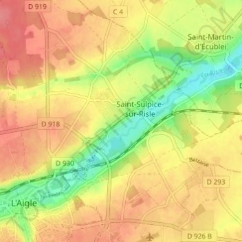 Topografische Karte Les Haies, Höhe, Relief