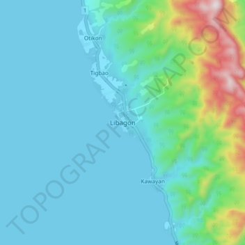 Topografische Karte Libagon, Höhe, Relief