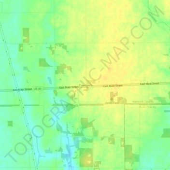 Topografische Karte Cleveland, Höhe, Relief