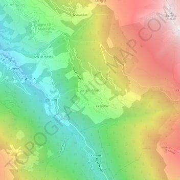 Topografische Karte Eison (St-Martin), Höhe, Relief