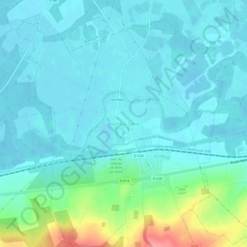 Topografische Karte Pont-sur-Seine, Höhe, Relief