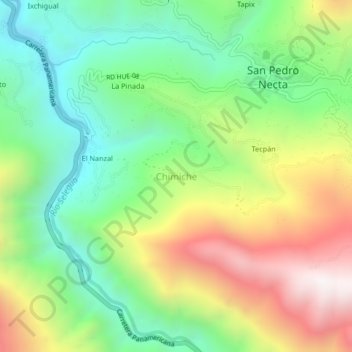Topografische Karte Chimiche, Höhe, Relief
