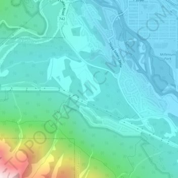 Topografische Karte Quarry Lake, Höhe, Relief
