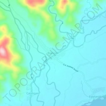 Topografische Karte Bianoan, Höhe, Relief
