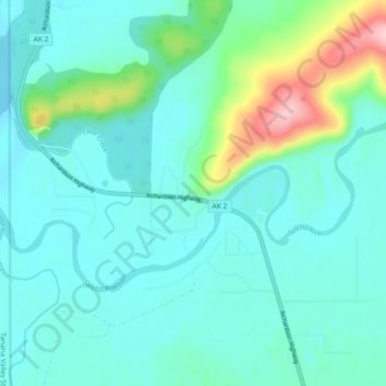 Topografische Karte Aurora Lodge, Höhe, Relief