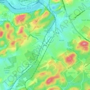 Topografische Karte Vestal, Höhe, Relief