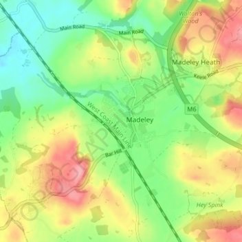 Topografische Karte The Moss, Höhe, Relief