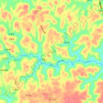 Topografische Karte 双石村, Höhe, Relief