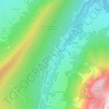 Topografische Karte Ballaz, Höhe, Relief