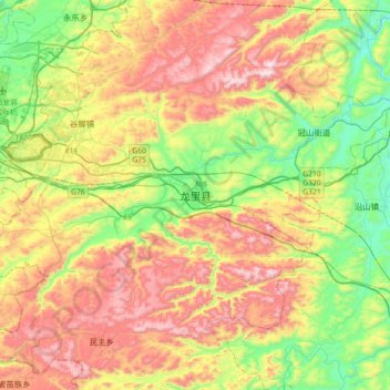 Topografische Karte 龙里县, Höhe, Relief