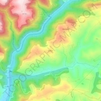 Topografische Karte Costrix, Höhe, Relief