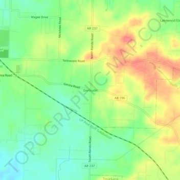 Topografische Karte Gertrude, Höhe, Relief