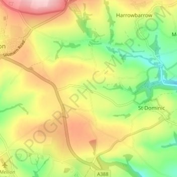 Topografische Karte Ashton, Höhe, Relief