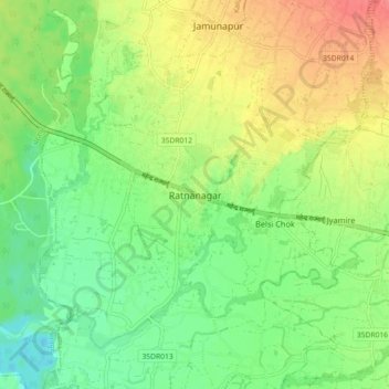 Topografische Karte Ratnanagar, Höhe, Relief