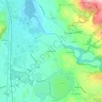 Topografische Karte Saint-Marcel, Höhe, Relief