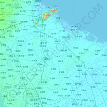 Topografische Karte 灌南县, Höhe, Relief