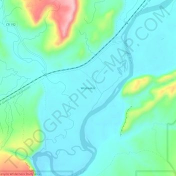 Topografische Karte Westwater, Höhe, Relief