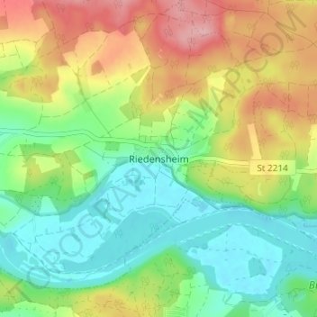 Topografische Karte Riedensheim, Höhe, Relief