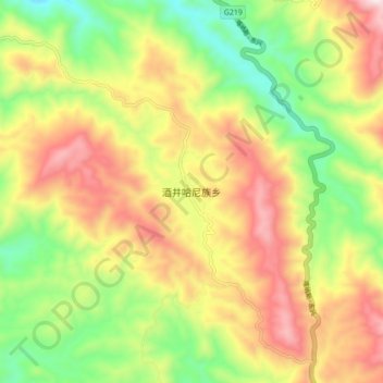 Topografische Karte 酒井哈尼族乡, Höhe, Relief